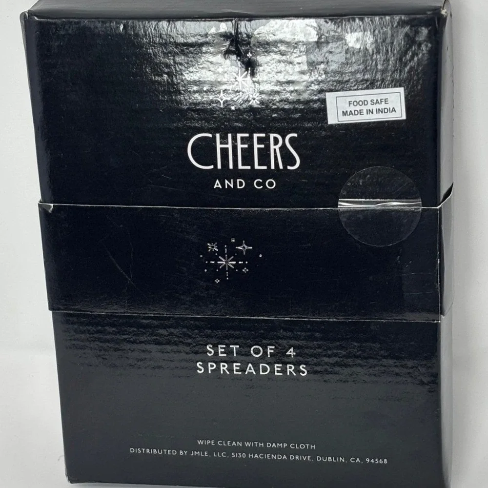 Cheers and Co Christmas Tree Cheese Spreaders Set of 4 Silver Tone Holiday New
